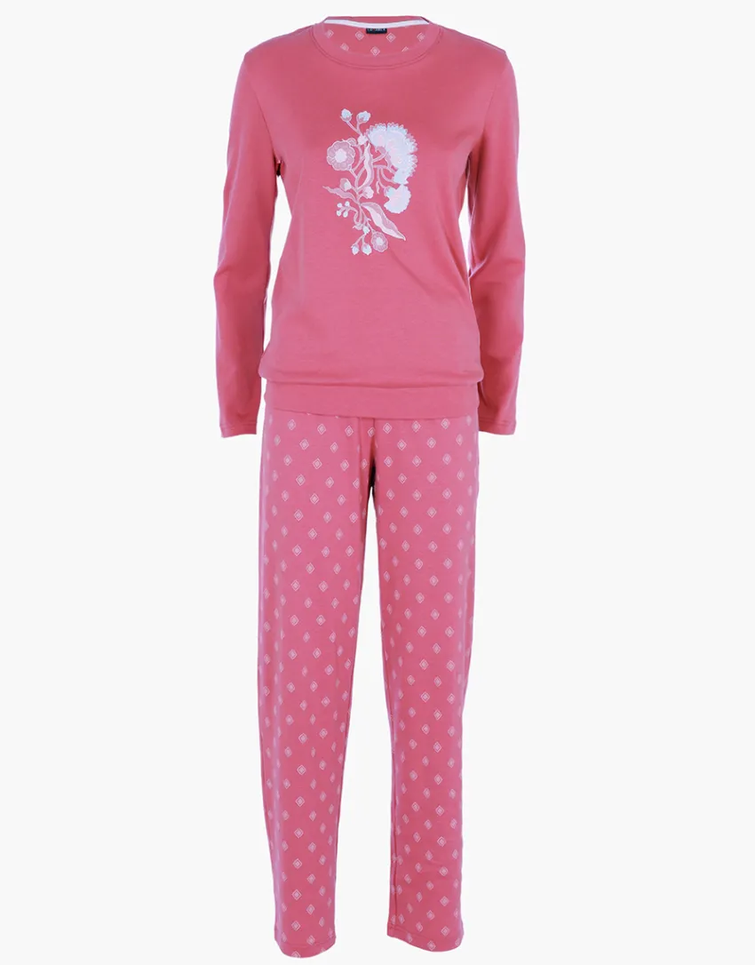 Donna LOVABLE Pigiami Donna-Pigiama Lungo Girocollo in Interlock, rosa blushREF# L0E9X