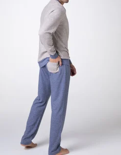 Uomo LOVABLE Pigiami-Pigiama Lungo Girocollo in Caldo Interlock, geREF# L0DM2