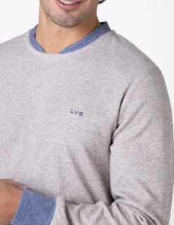 Uomo LOVABLE Pigiami-Pigiama Lungo Girocollo in Caldo Interlock, geREF# L0DM2