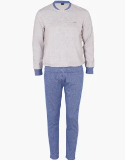 Uomo LOVABLE Pigiami-Pigiama Lungo Girocollo in Caldo Interlock, geREF# L0DM2