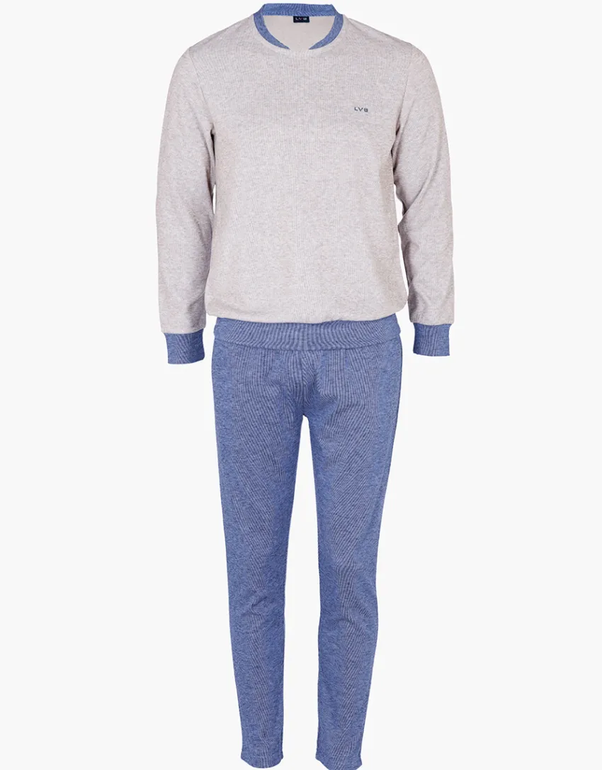Uomo LOVABLE Pigiami-Pigiama Lungo Girocollo in Caldo Interlock, geREF# L0DM2