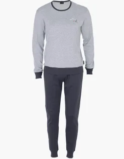 Uomo LOVABLE Pigiami-Pigiama Lungo Girocollo Interlock, grigio melangeREF# L0E91