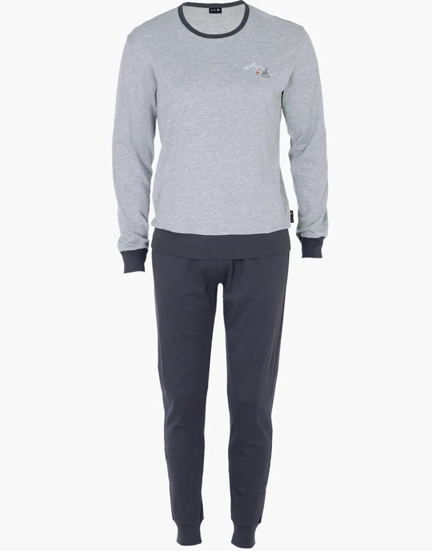 Uomo LOVABLE Pigiami-Pigiama Lungo Girocollo Interlock, grigio melangeREF# L0E91