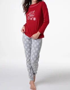 Donna LOVABLE Pigiami Donna-Pigiama Lungo Girocollo in Interlock, REF# L0E9H