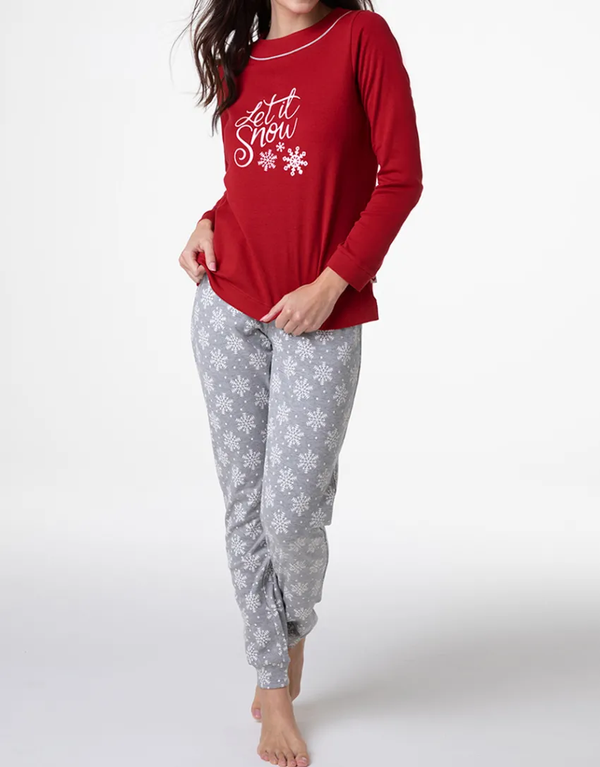 Donna LOVABLE Pigiami Donna-Pigiama Lungo Girocollo in Interlock, REF# L0E9H