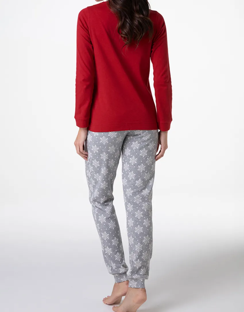 Donna LOVABLE Pigiami Donna-Pigiama Lungo Girocollo in Interlock, REF# L0E9H