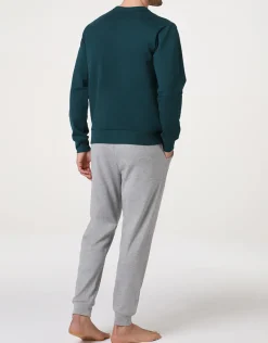 Uomo LOVABLE Pigiami-Pigiama Lungo Girocollo in Felpa e Interlock, verde scuroREF# LLELQ