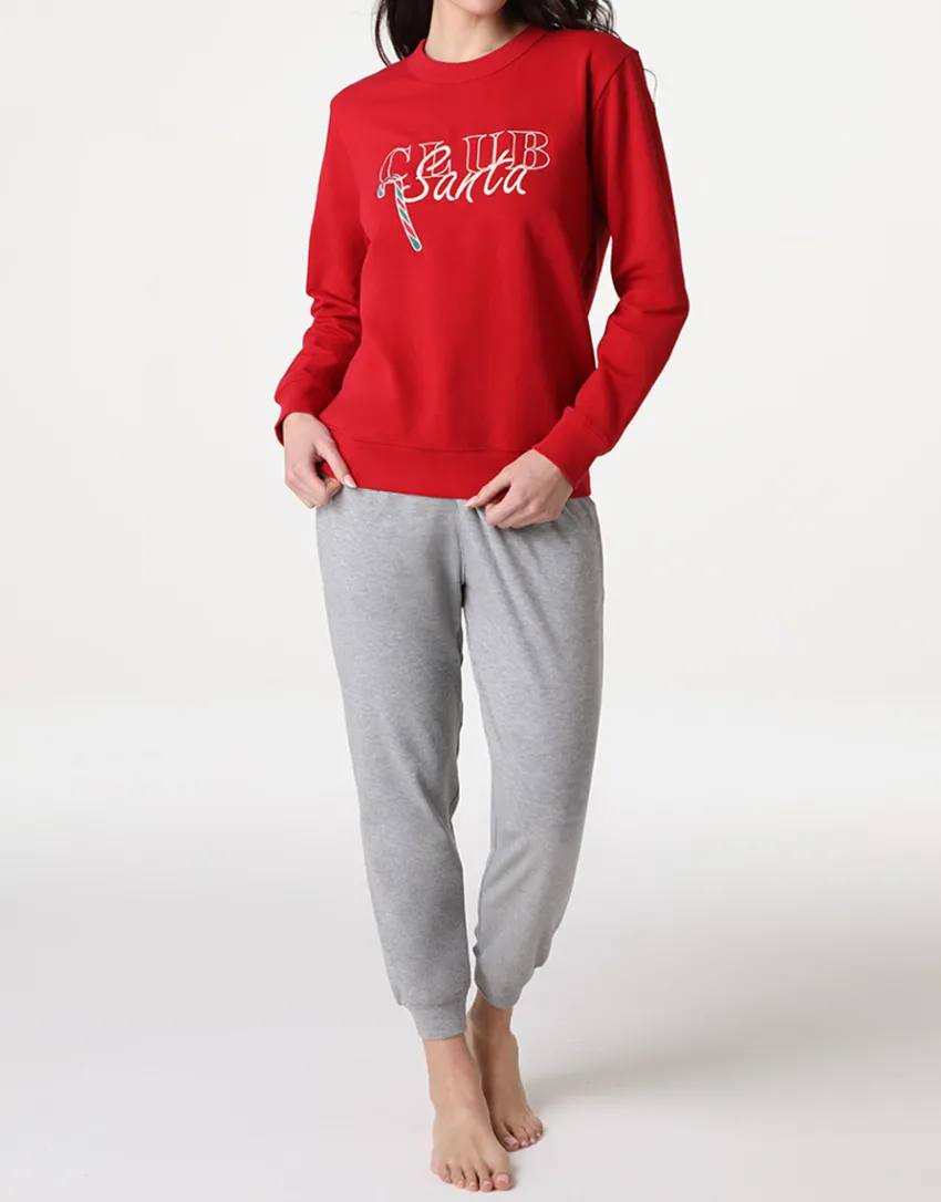 Donna LOVABLE Pigiami Donna-Pigiama Lungo Girocollo in Felpa, REF# LLELP
