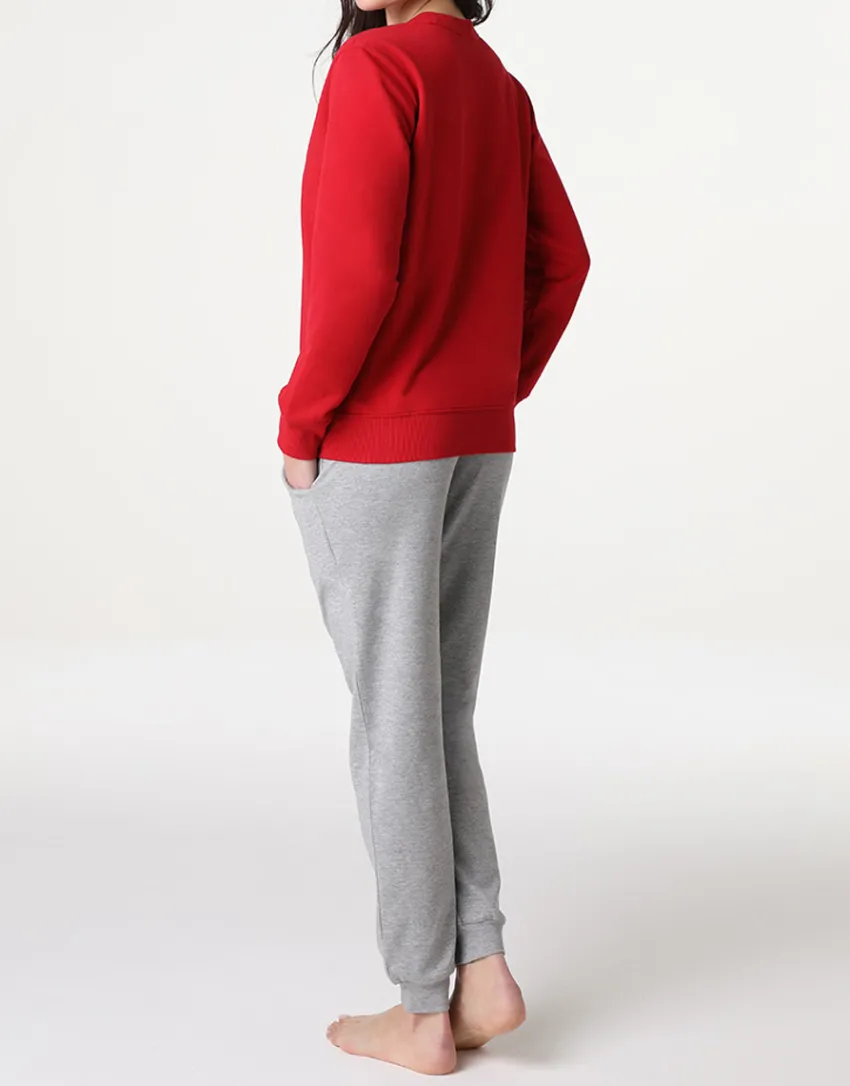 Donna LOVABLE Pigiami Donna-Pigiama Lungo Girocollo in Felpa, REF# LLELP