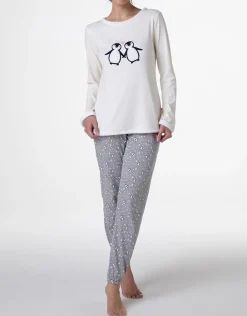 Donna LOVABLE Pigiami Donna-Pigiama Lungo in Interlock, REF# L0E9I