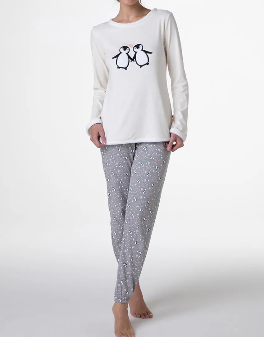 Donna LOVABLE Pigiami Donna-Pigiama Lungo in Interlock, REF# L0E9I