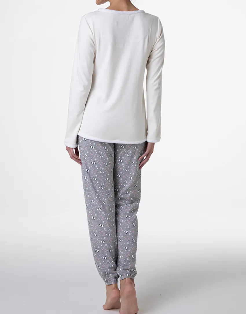Donna LOVABLE Pigiami Donna-Pigiama Lungo in Interlock, REF# L0E9I