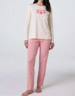 Donna LOVABLE Pigiami Donna-Pigiama Lungo in Jersey, REF# L0EHW