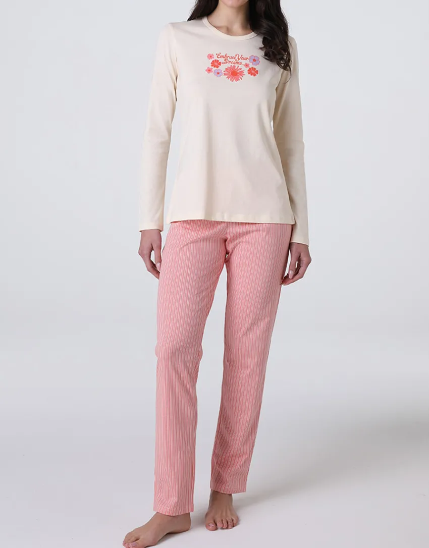 Donna LOVABLE Pigiami Donna-Pigiama Lungo in Jersey, REF# L0EHW