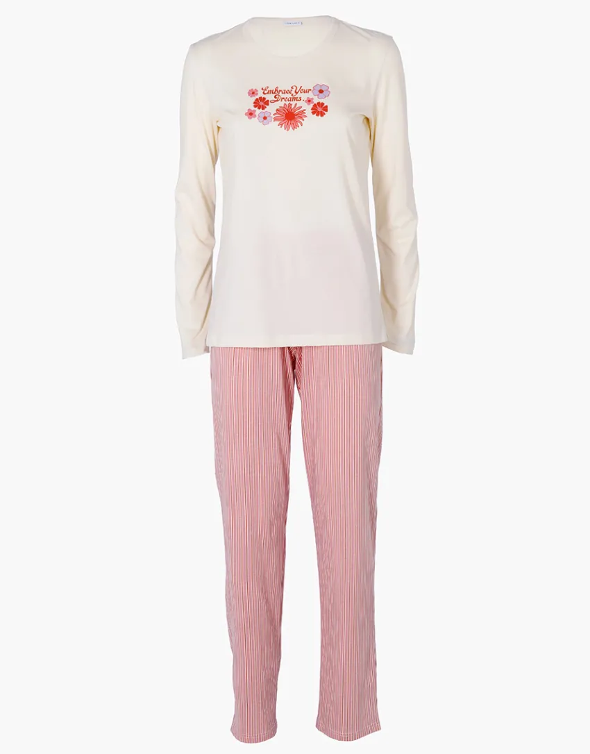 Donna LOVABLE Pigiami Donna-Pigiama Lungo in Jersey, REF# L0EHW
