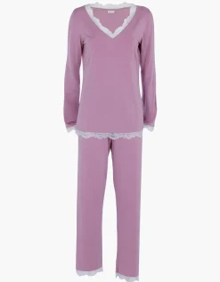 Donna LOVABLE Pigiami Donna-Pigiama Lungo scollo a V in Modal, REF# L0DMV