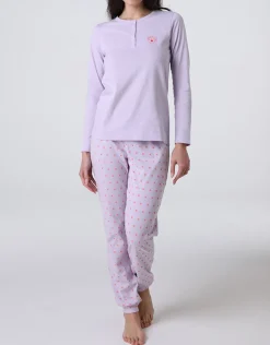 Donna LOVABLE Pigiami Donna-Pigiama Lungo serafino in Jersey, REF# L0EHV