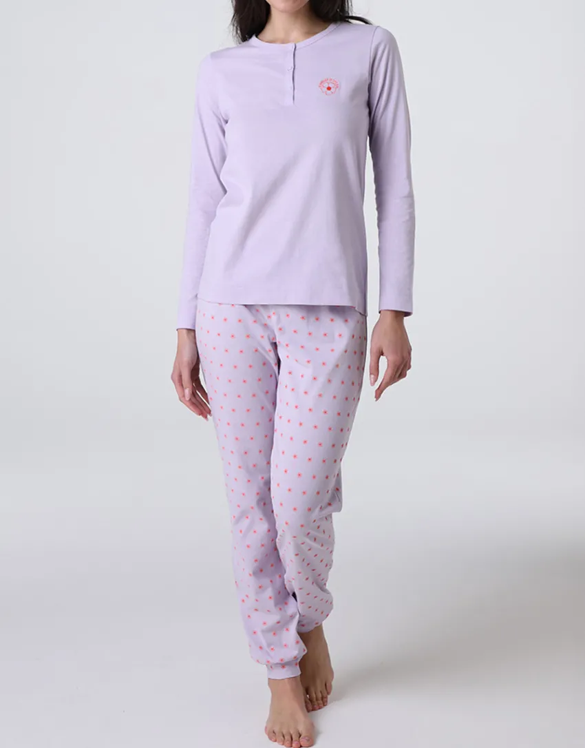 Donna LOVABLE Pigiami Donna-Pigiama Lungo serafino in Jersey, REF# L0EHV