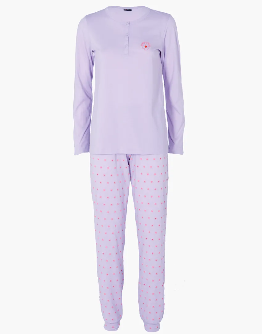 Donna LOVABLE Pigiami Donna-Pigiama Lungo serafino in Jersey, REF# L0EHV