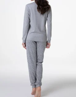 Donna LOVABLE Pigiami Donna-Pigiama Lungo Serafino in Interlock, REF# L0E9J