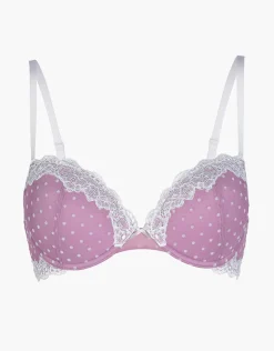 Donna LOVABLE Imbottiti|Push Up / Super Push Up-Reggiseno Push-Up con Ferretto Velvet Tulle in pizzo e tulle, rosa pois avorioREF# L0DK4