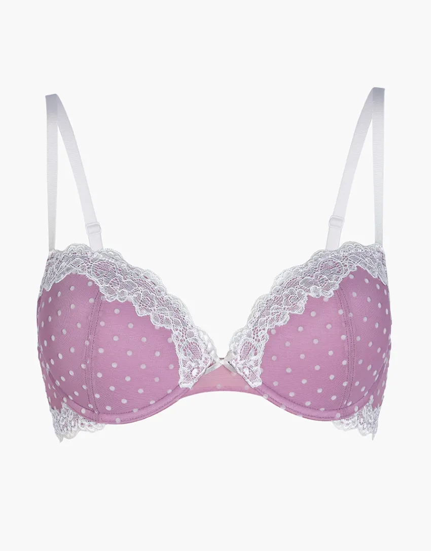 Donna LOVABLE Imbottiti|Push Up / Super Push Up-Reggiseno Push-Up con Ferretto Velvet Tulle in pizzo e tulle, rosa pois avorioREF# L0DK4