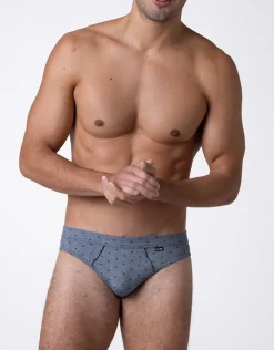 Uomo LOVABLE Slip-Slip Classic Cotton Modal, blu stampa alberiREF# L0E9U