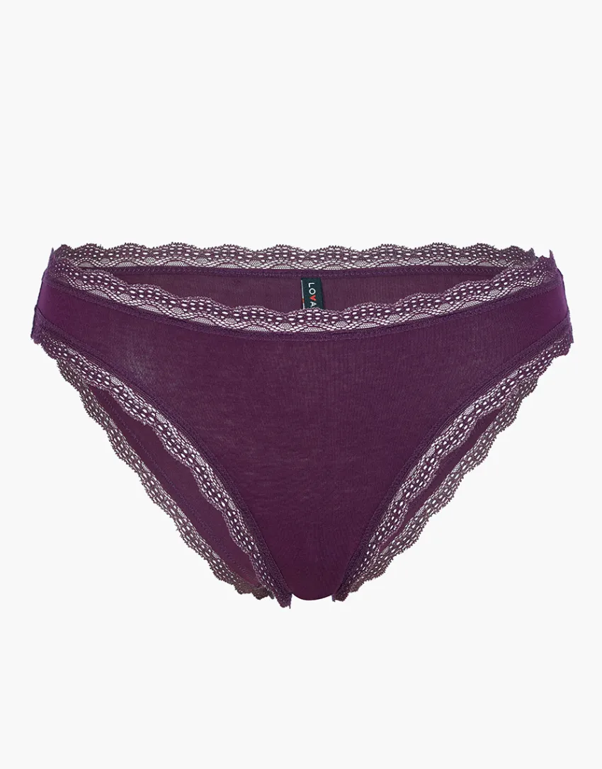 Donna LOVABLE Slip-Slip Panties in cotone e pizzo elasticizzati, REF# L0DPX