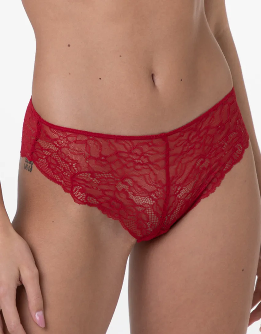 Donna LOVABLE Slip-Slip Panties in pizzo elastico, rossoREF# L0DKT