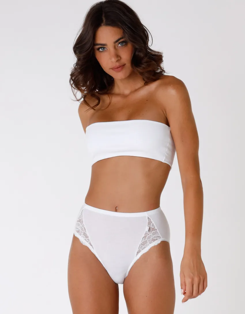Donna LOVABLE Slip-Slip midi Lovely Charme in cotone elasticizzato con pizzoREF# 0035
