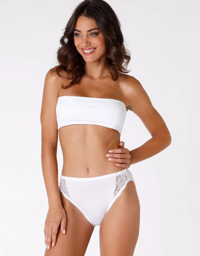 Donna LOVABLE Slip-Slip mini sgambato Lovely in cotone elasticizzato con pizzoREF# 0033