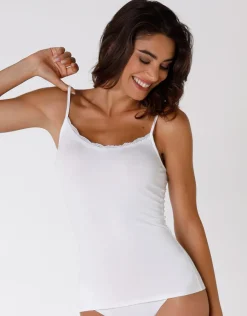 Donna LOVABLE Top E Smanicati-Top Basic Soul in viscosa e pizzoREF# 7032