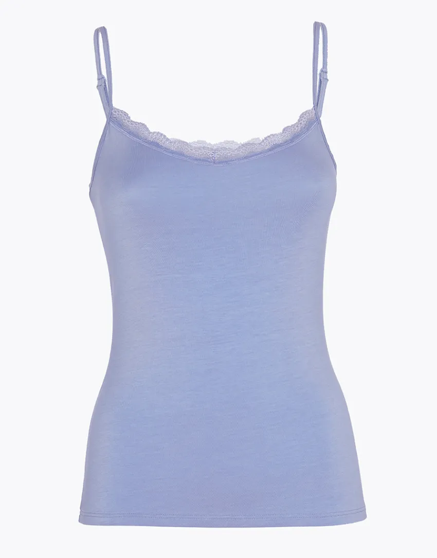 Donna LOVABLE Top E Smanicati-Top Basic Soul in viscosa con balza in pizzo, vereREF# L7032