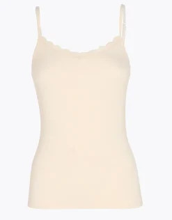 Donna LOVABLE Top E Smanicati-Top Basic Soul in viscosa con balza in pizzo, REF# L7032