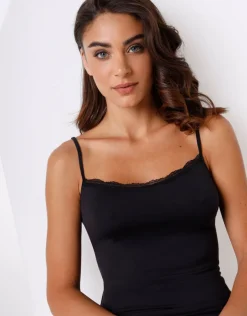 Donna LOVABLE Top E Smanicati-Top Basic Soul in viscosa e pizzoREF# 7032