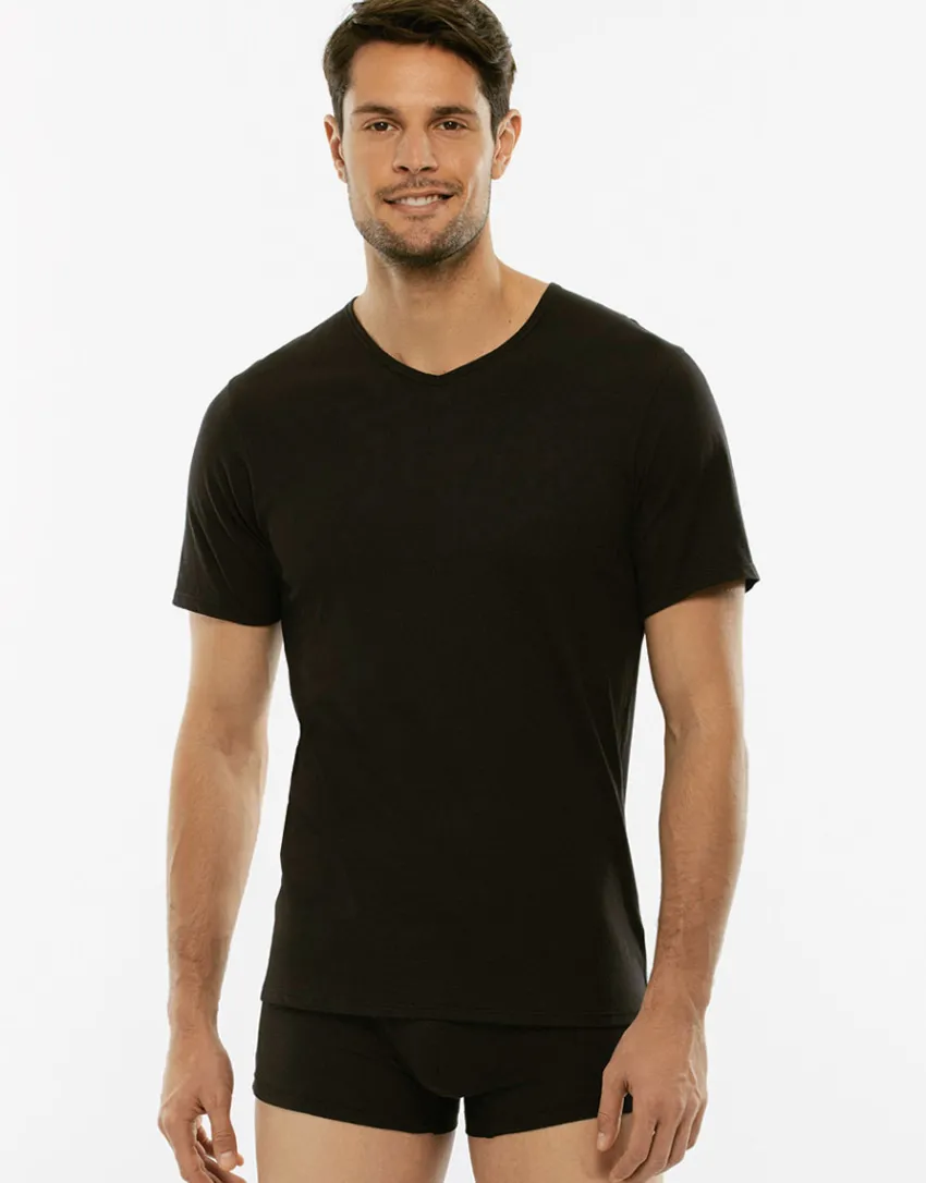 Uomo LOVABLE T-Shirt-T-shirt 100% cotone Pure Cotton con scollo a V, REF# 05XP