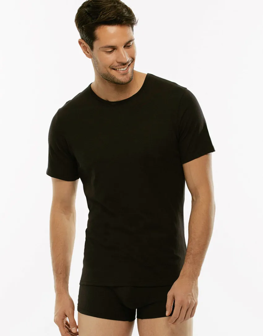 Uomo LOVABLE T-Shirt-T-shirt girocollo 100% cotone Pure Cotton, REF# 05XO
