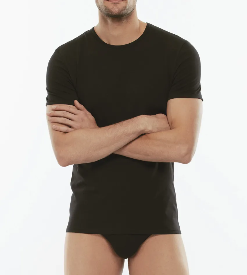 Uomo LOVABLE T-Shirt-T-Shirt girocollo Cotton Stretch in cotone elasticizzato, REF# L05XU
