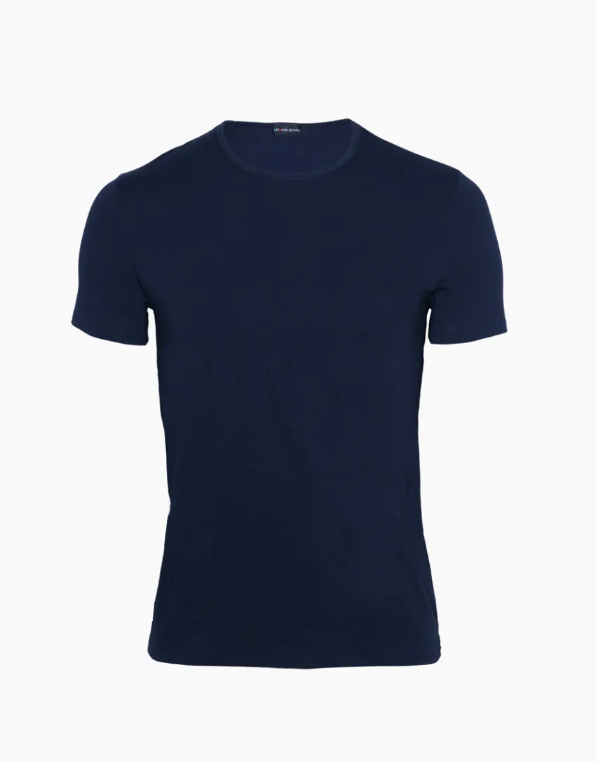 Uomo LOVABLE T-Shirt-T-Shirt girocollo Cotton Stretch in cotone elasticizzato, REF# L05XU