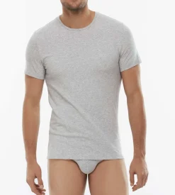 Uomo LOVABLE T-Shirt-T-Shirt girocollo Cotton Stretch in cotone elasticizzato, grigioREF# L05XU