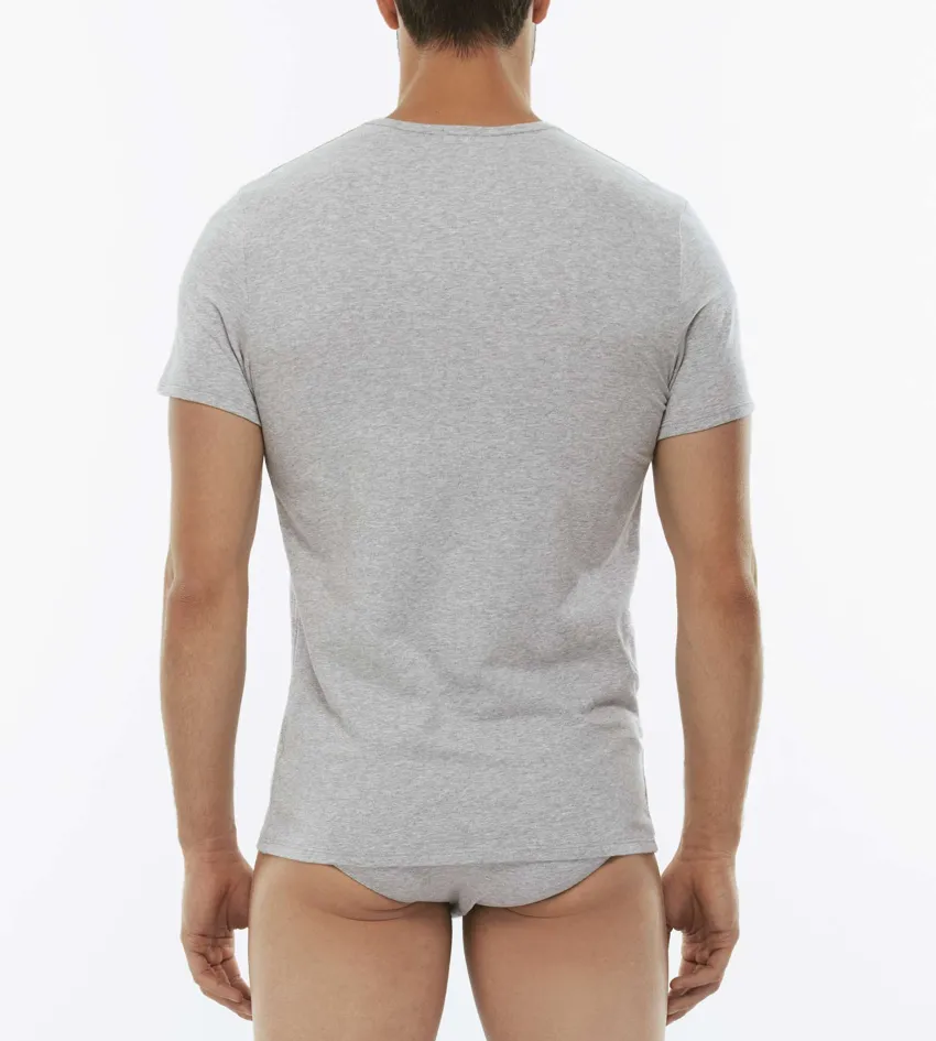 Uomo LOVABLE T-Shirt-T-Shirt girocollo Cotton Stretch in cotone elasticizzato, grigioREF# L05XU