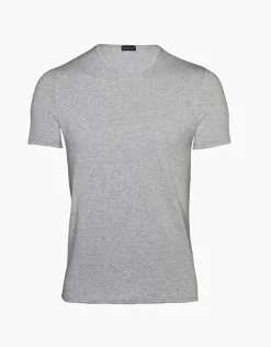 Uomo LOVABLE T-Shirt-T-Shirt girocollo Cotton Stretch in cotone elasticizzato, grigioREF# L05XU