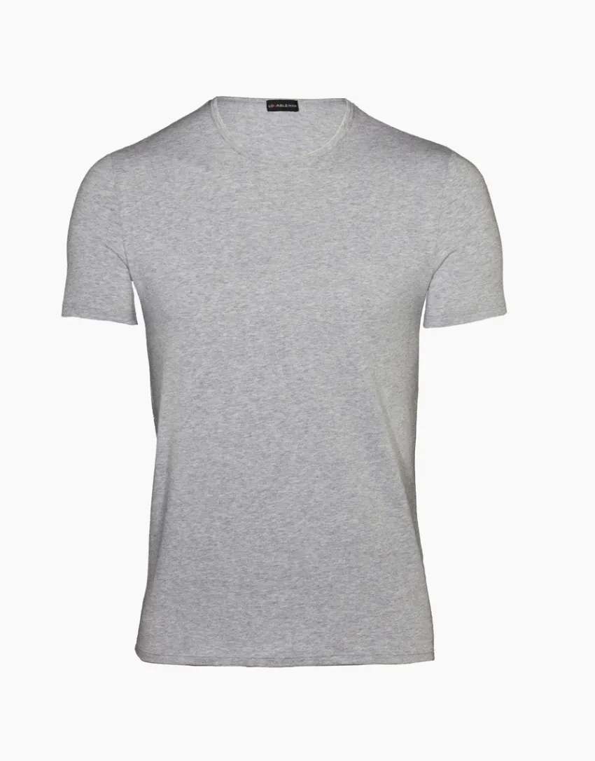 Uomo LOVABLE T-Shirt-T-Shirt girocollo Cotton Stretch in cotone elasticizzato, grigioREF# L05XU