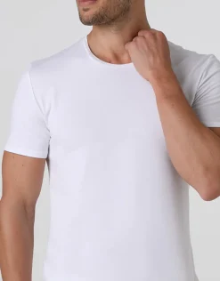 Uomo LOVABLE T-Shirt-T-shirt girocollo Supima Premium Cotton in cotone elasticizzato, biancaREF# L6016