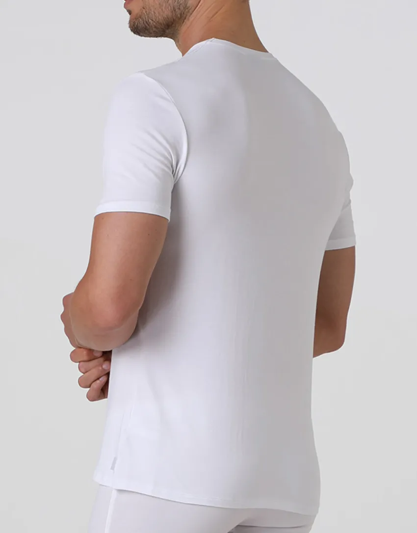 Uomo LOVABLE T-Shirt-T-shirt girocollo Supima Premium Cotton in cotone elasticizzato, biancaREF# L6016