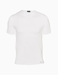 Uomo LOVABLE T-Shirt-T-shirt girocollo Supima Premium Cotton in cotone elasticizzato, biancaREF# L6016
