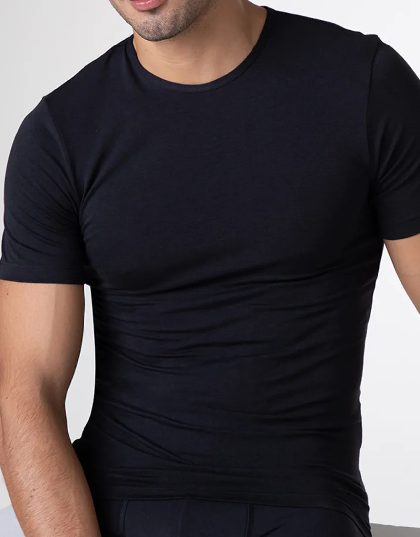 Uomo LOVABLE T-Shirt-T-shirt girocollo Warm Sensation in Stretch Cotton, REF# L041Y