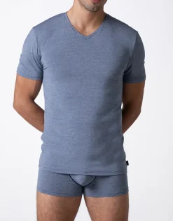 Uomo LOVABLE T-Shirt-T-Shirt Scollo a V Micromodal Fil a Fil, dREF# L0DL8