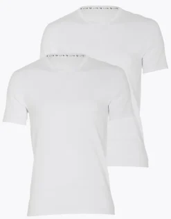 Uomo LOVABLE T-Shirt-T-shirt scollo a V uomo in cotone biologico, confezione x2 REF# L0A6E
