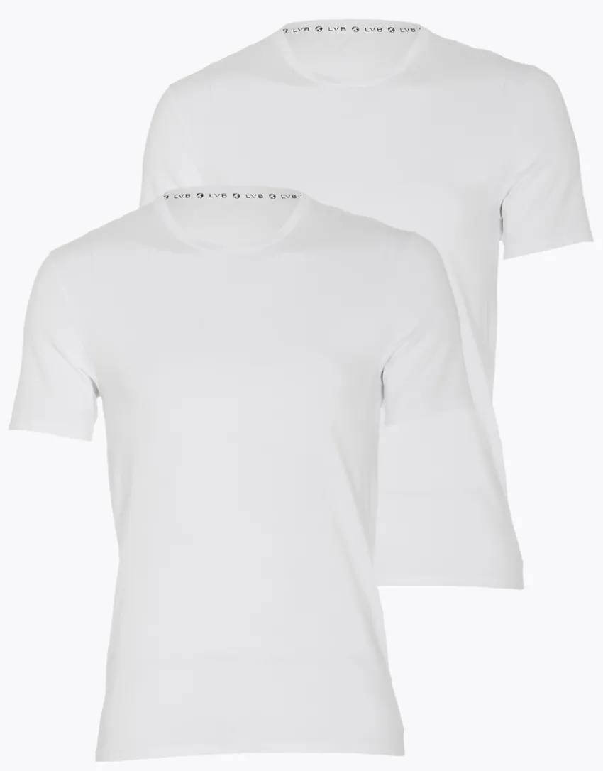Uomo LOVABLE T-Shirt-T-shirt scollo a V uomo in cotone biologico, confezione x2 REF# L0A6E